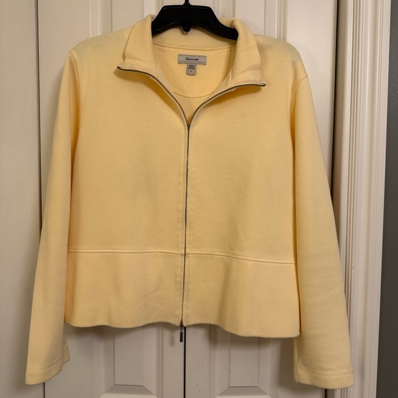 Women's Faconnable Yellow Front Zip Up Sweater Size L - Picture 4 of 8